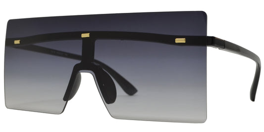 7016 Plastic - Full Rimless Flat Top One Piece Lens Sunglasses