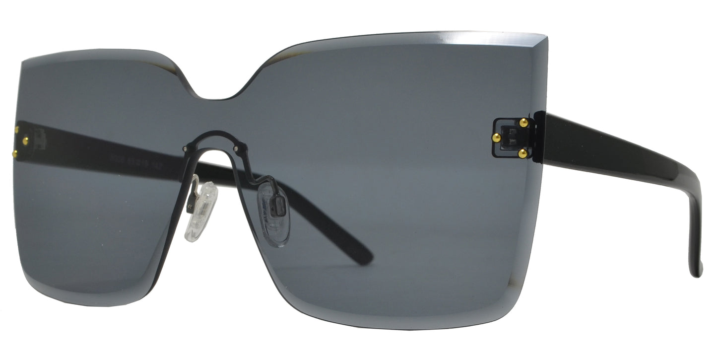 8008 - One Piece Rimless Plastic Sunglasses