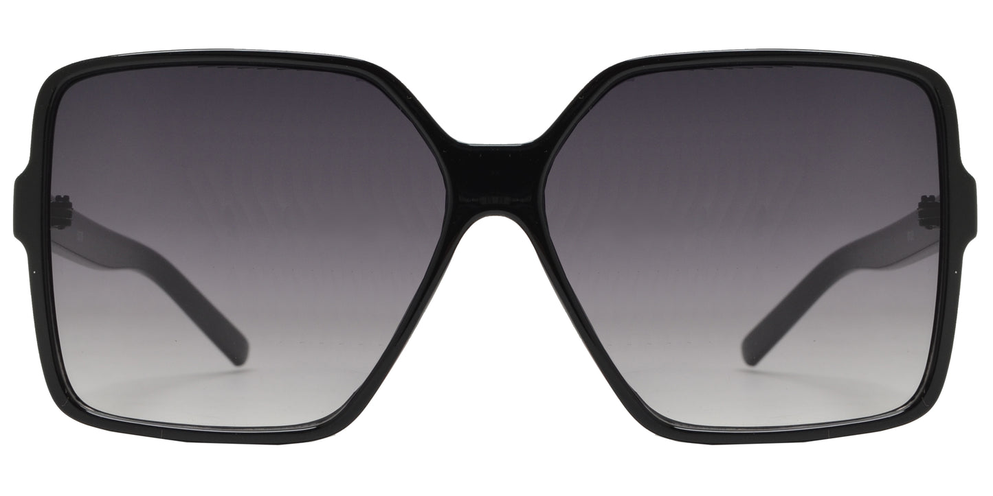 5178 - Plastic Square Butterfly Sunglasses with Flat Lens
