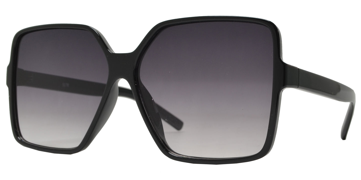 5178 - Plastic Square Butterfly Sunglasses with Flat Lens