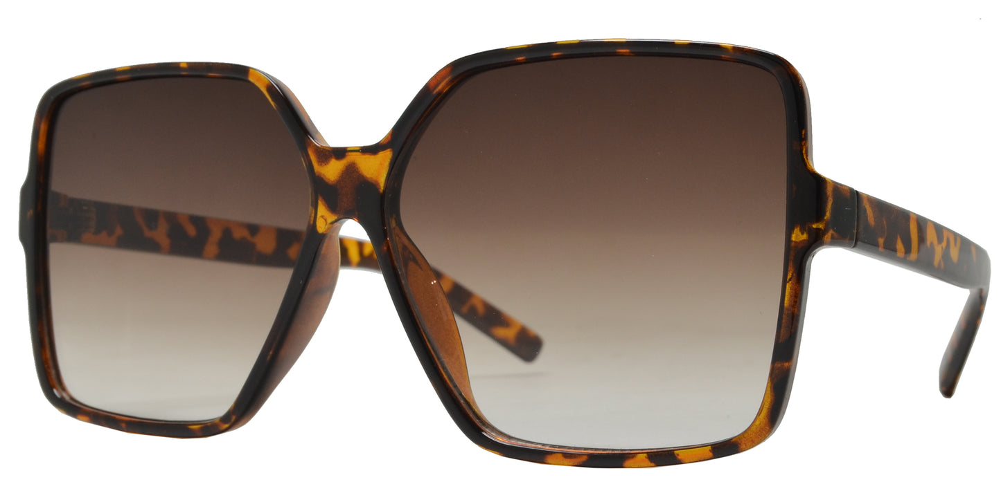 5178 - Plastic Square Butterfly Sunglasses with Flat Lens