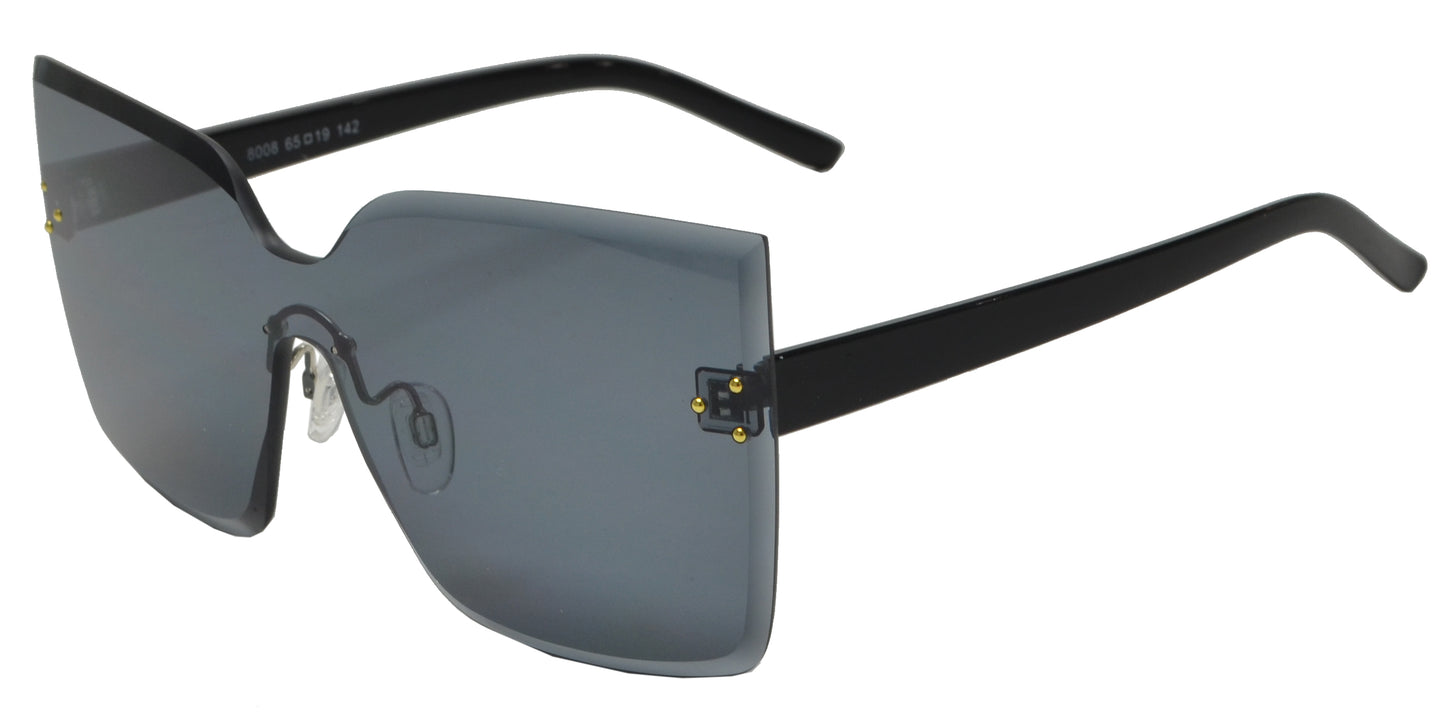 8008 - One Piece Rimless Plastic Sunglasses