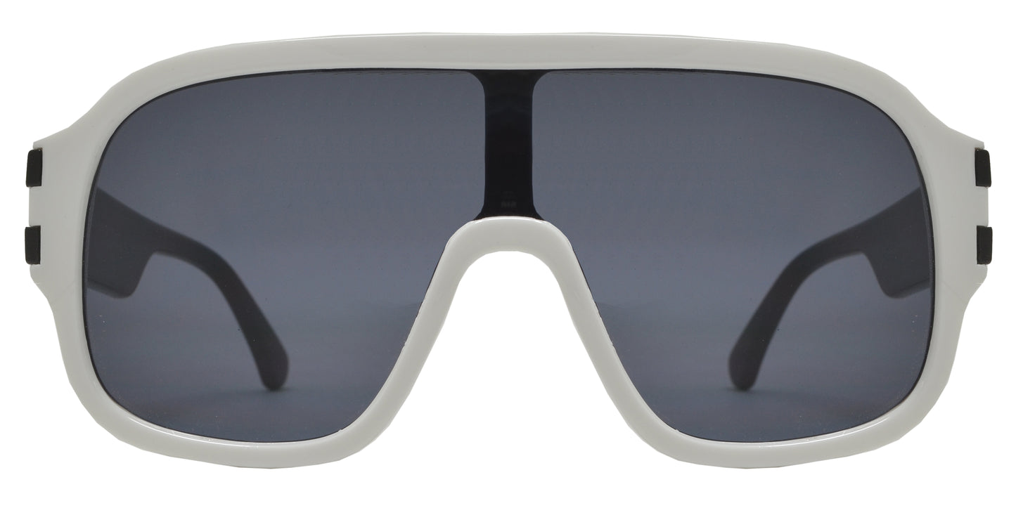 8011 - Plastic Flat Top Sunglasses with One Piece Lens