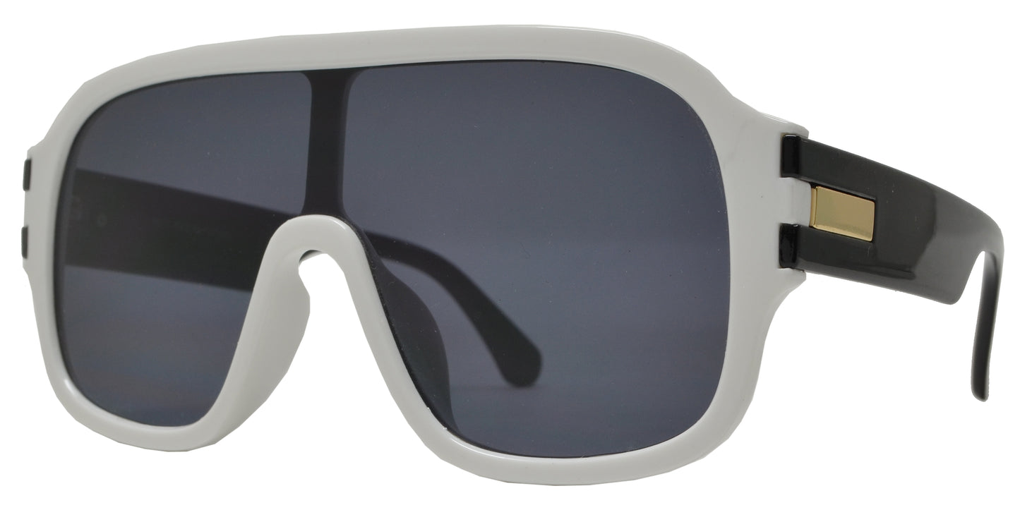 8011 - Plastic Flat Top Sunglasses with One Piece Lens