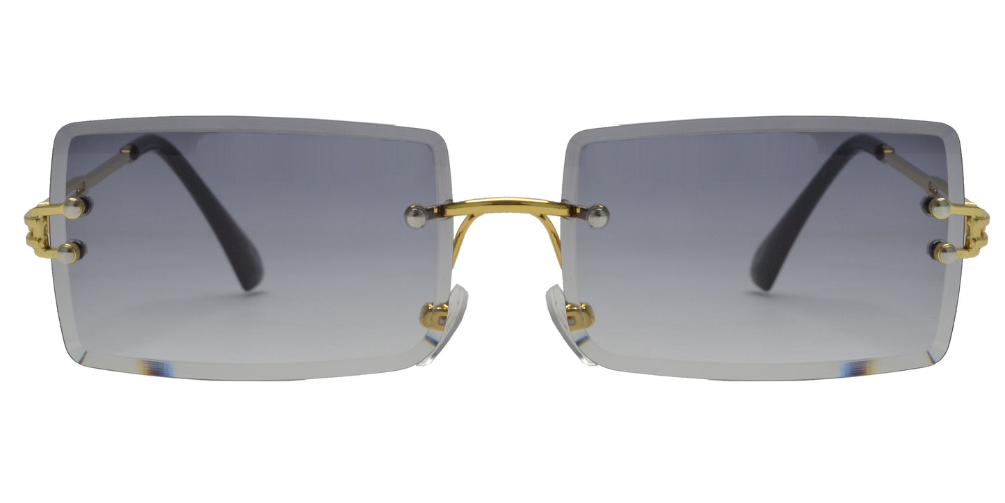 7019 Rimless Metal - Rimless Rectangular Metal Sunglasses