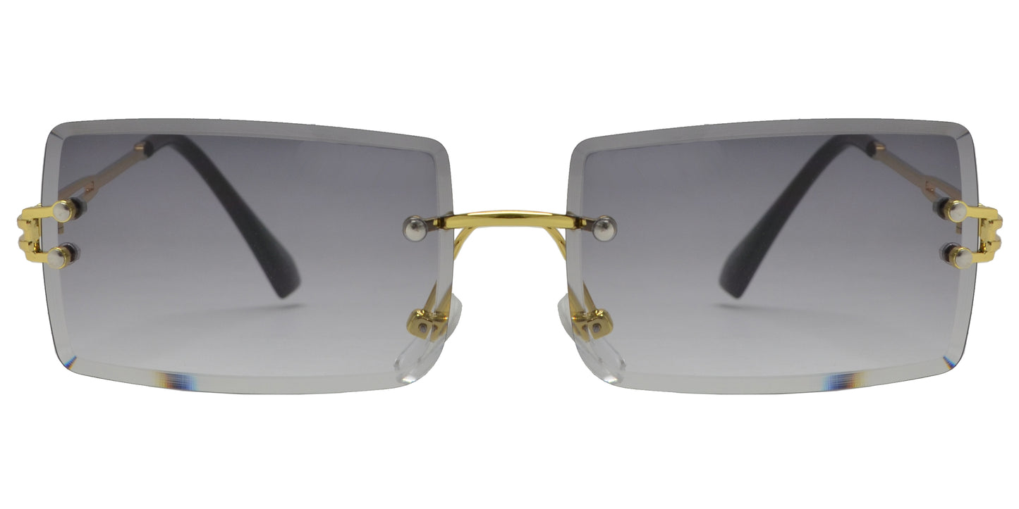 7018 Rimless Metal - Rimless Rectangular Metal Sunglasses