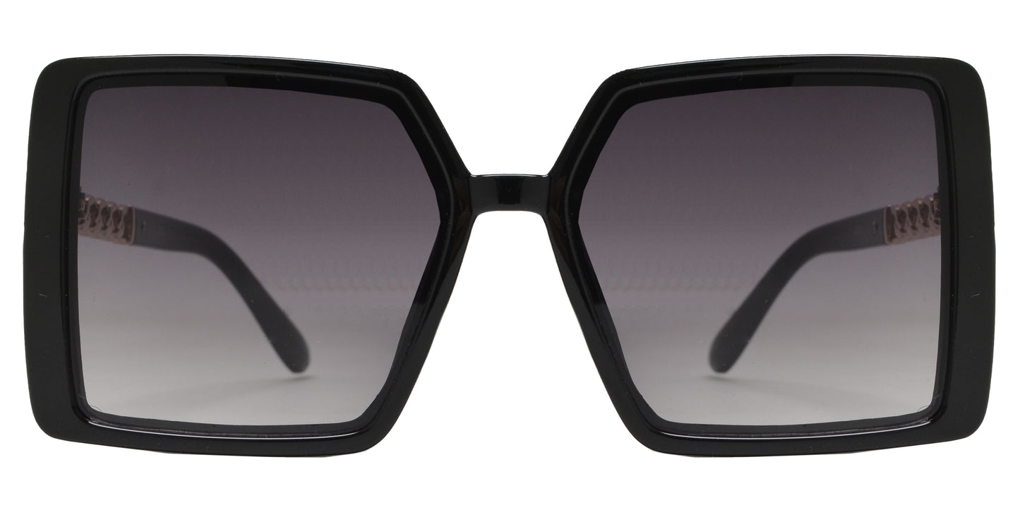 8900 - Square Fashion Sunglasses with Flat Lens