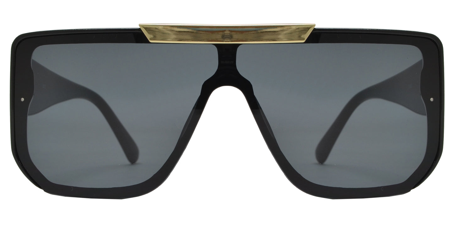 8910 - One Piece Shield Flat Top Plastic Sunglasses