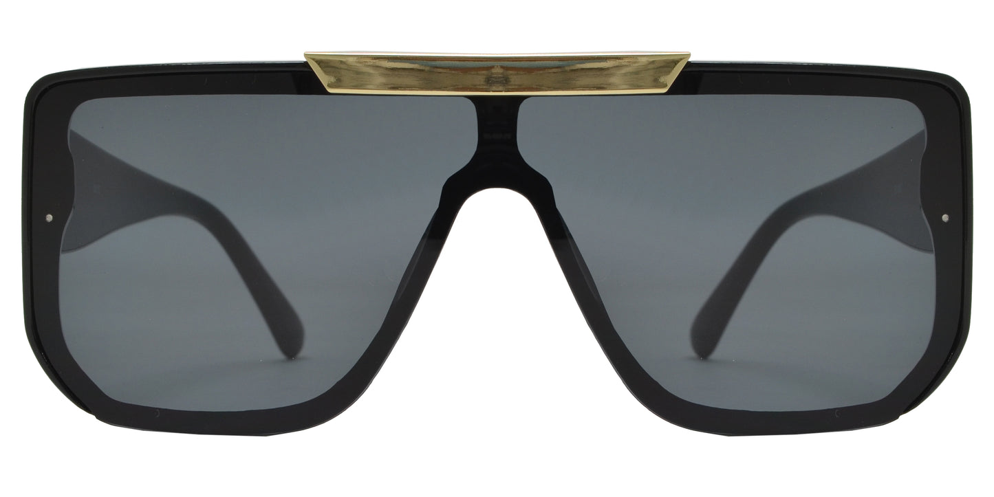 8910 - One Piece Shield Flat Top Plastic Sunglasses