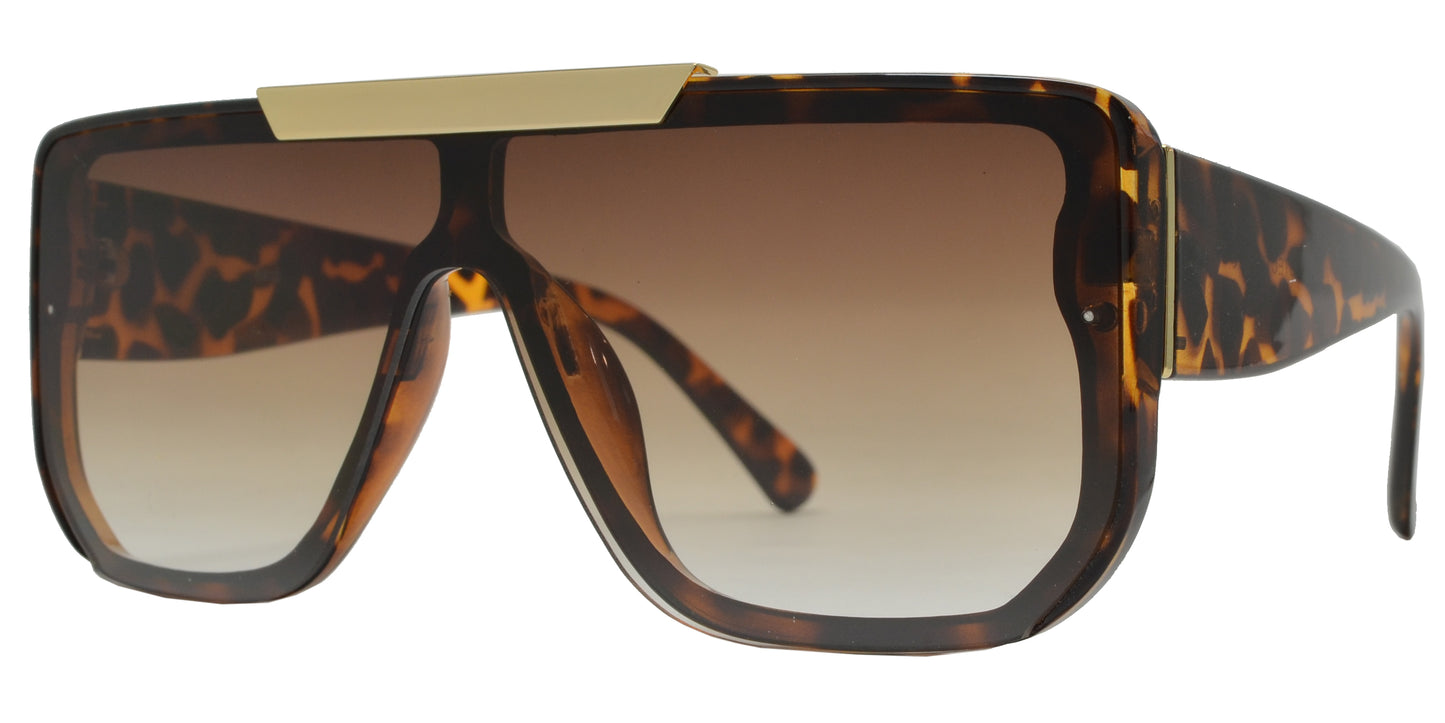 8910 - One Piece Shield Flat Top Plastic Sunglasses