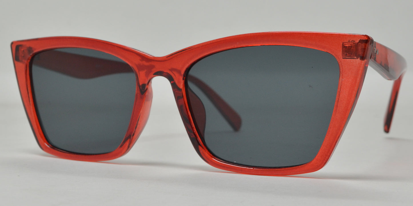 8911 - Rectangular Cat Eye Plastic Sunglasses with Flat Lens