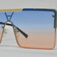 5183 - One Piece Flat Top Semi Rimless Metal Sunglasses
