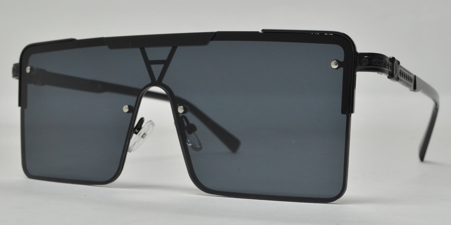 5183 - One Piece Flat Top Semi Rimless Metal Sunglasses