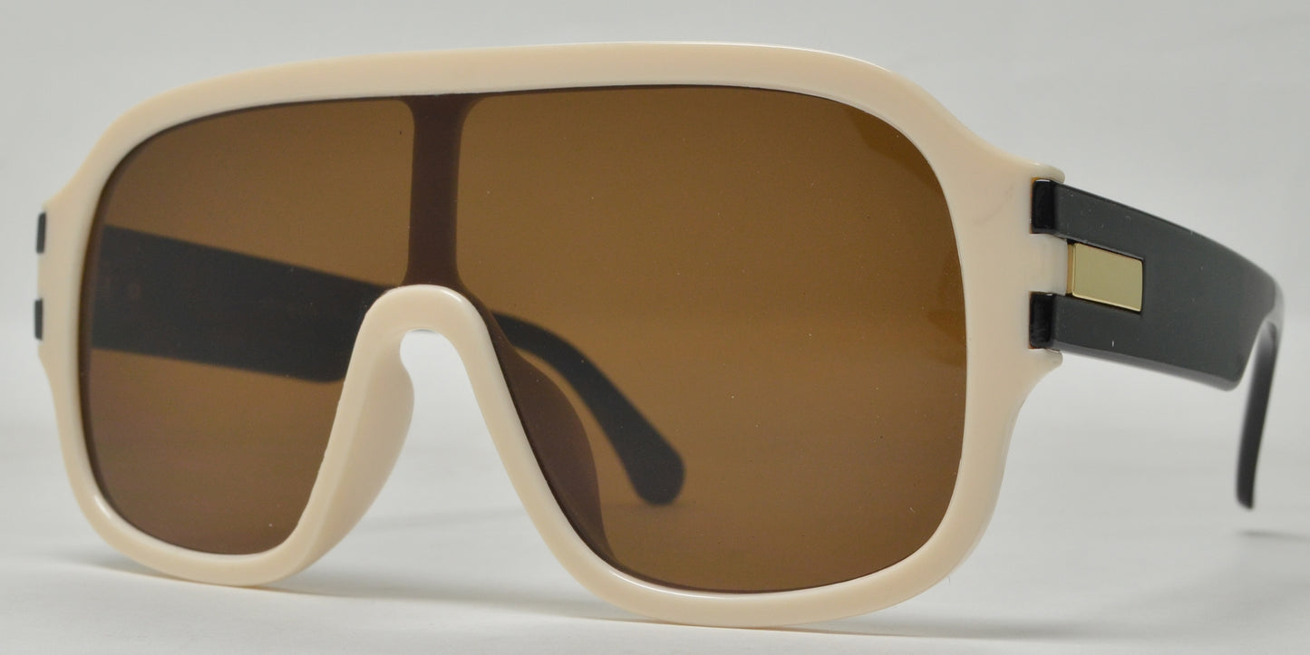 8011 - Plastic Flat Top Sunglasses with One Piece Lens