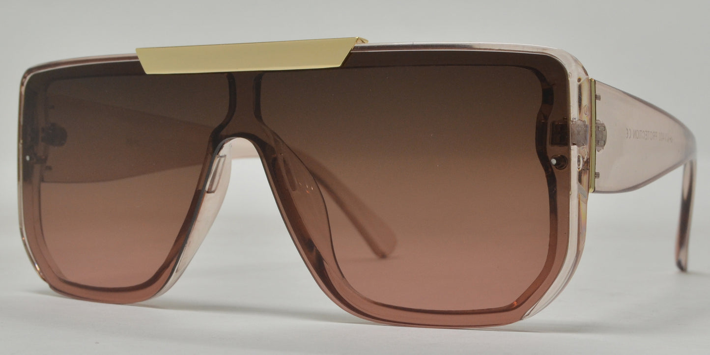 8910 - One Piece Shield Flat Top Plastic Sunglasses