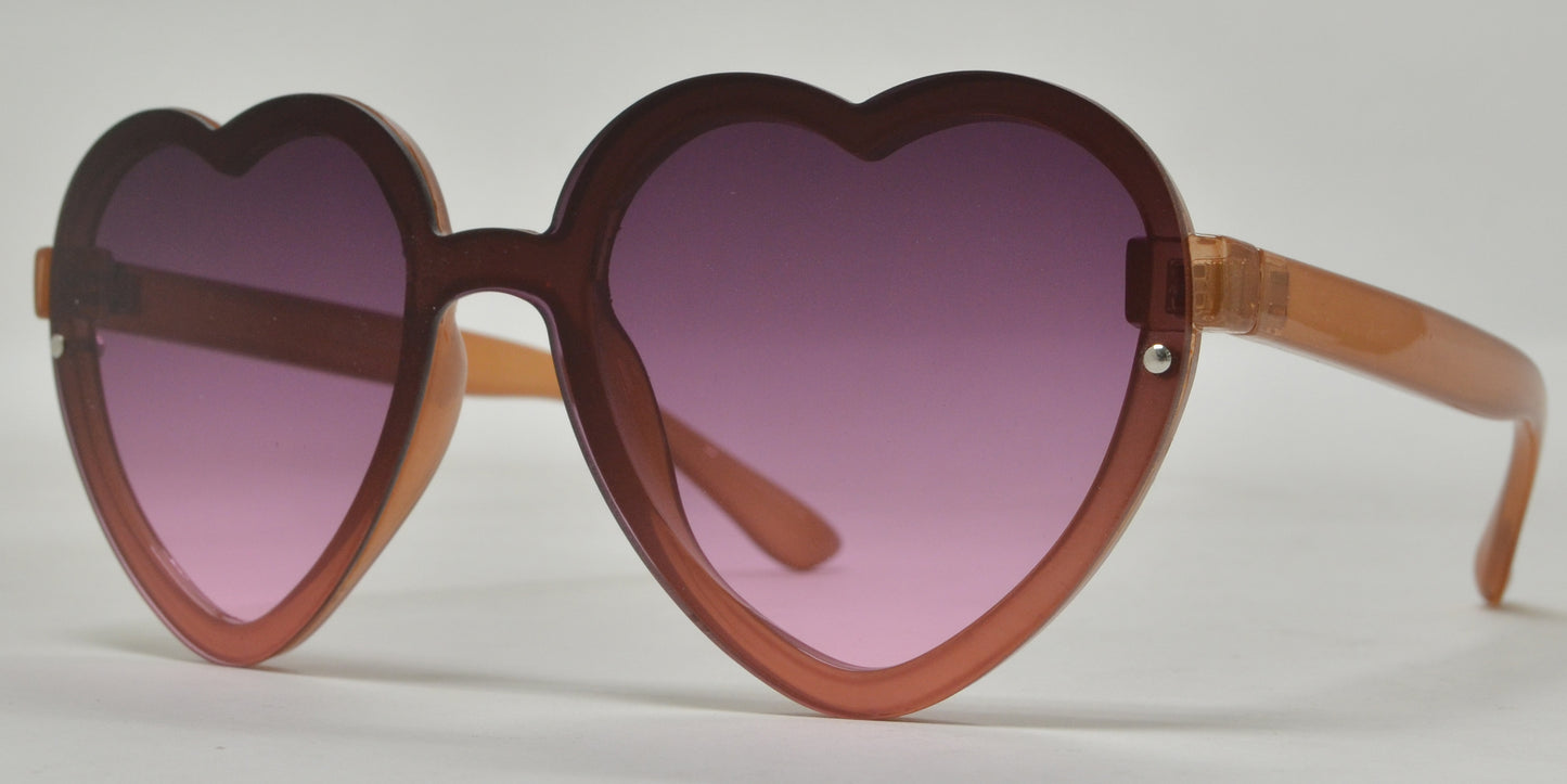 8009 - Rimless One Piece Hear Shaped Sunglasses