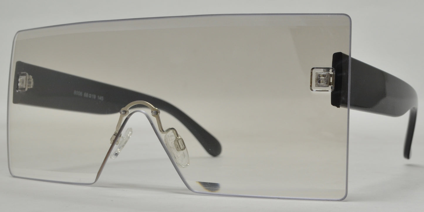 8006 - One Piece Rimless Flat Top Plastic Sunglasses