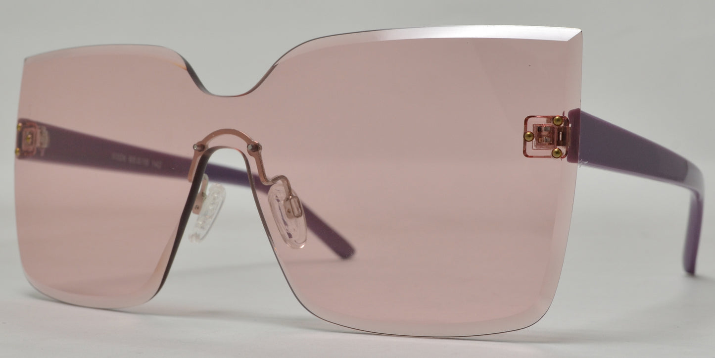 8008 - One Piece Rimless Plastic Sunglasses