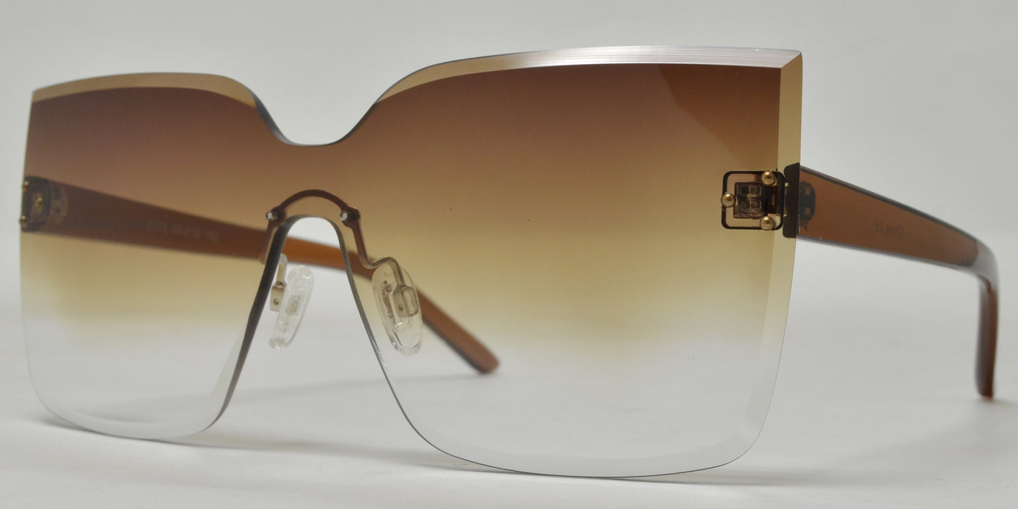 8008 - One Piece Rimless Plastic Sunglasses
