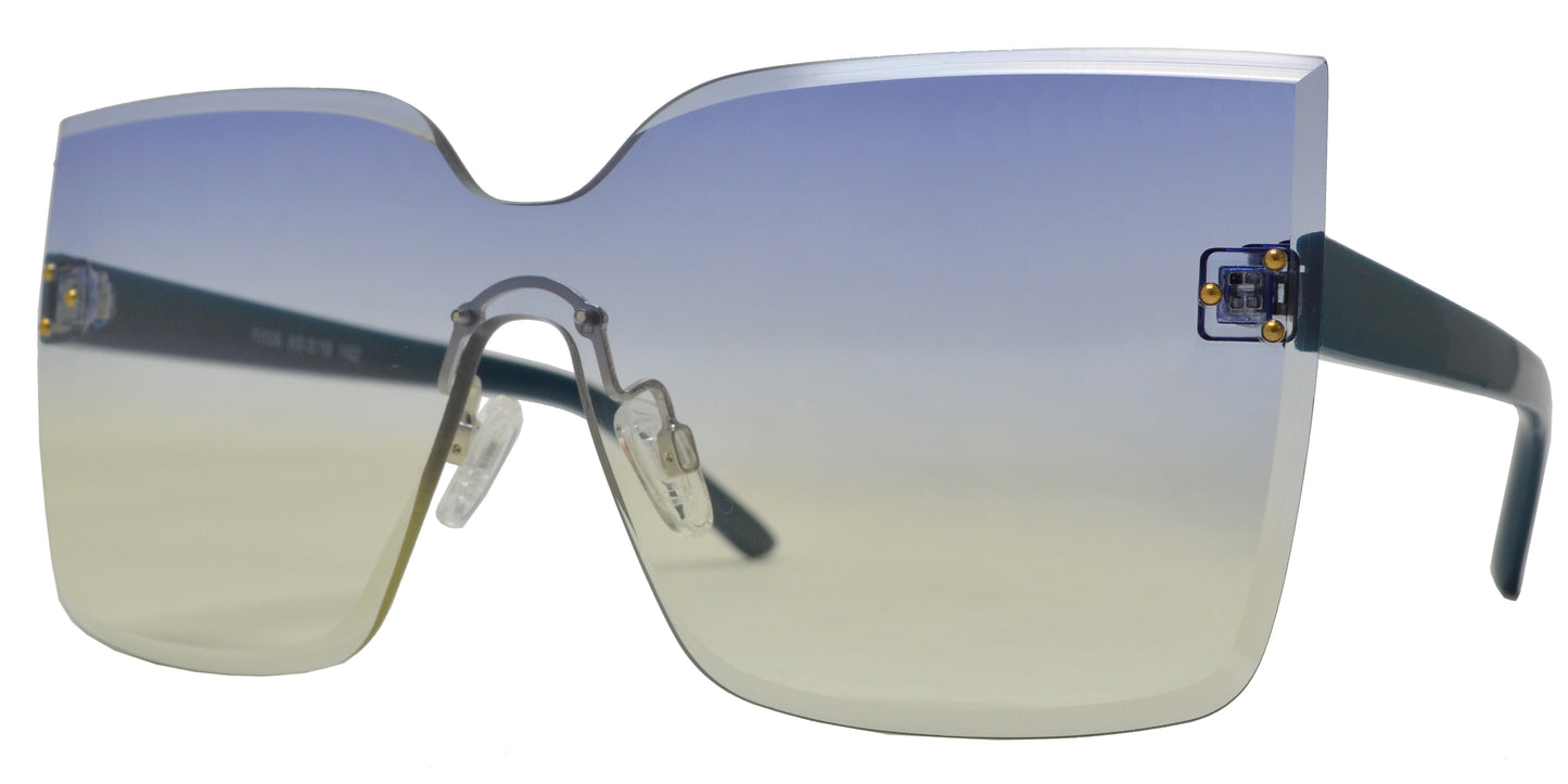 8008 - One Piece Rimless Plastic Sunglasses