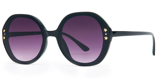 8987 - Round Plastic Sunglasses with Flat Lens