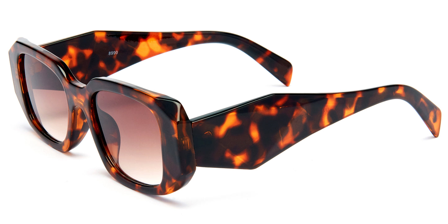 8990 - Rectangular Plastic Sunglasses