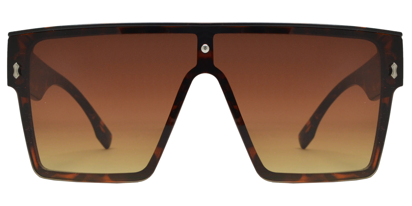 8946 - Plastic Flat Top One Piece Lens Sunglasses