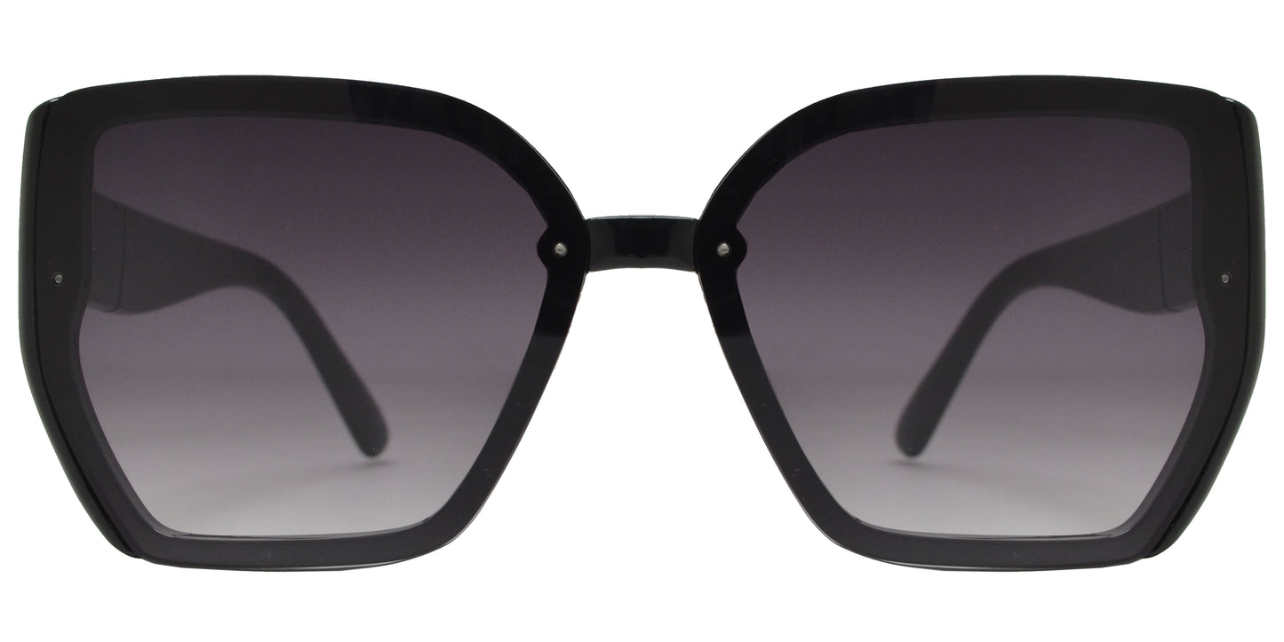 5196 - Plastic Square Butterfly Rimless Sunglasses