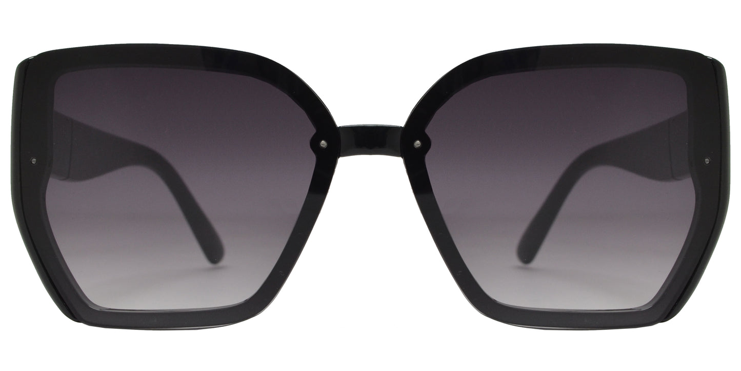 5196 - Plastic Square Butterfly Rimless Sunglasses