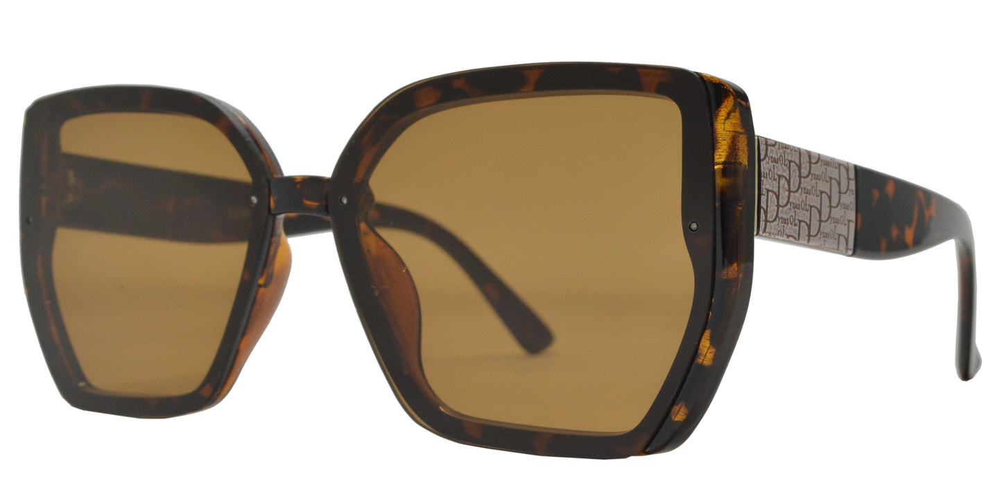 5196 - Plastic Square Butterfly Rimless Sunglasses