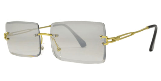7018 Rimless Metal - Rimless Rectangular Metal Sunglasses