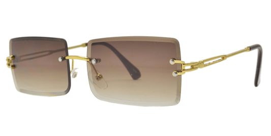 7019 Rimless Metal - Rimless Rectangular Metal Sunglasses