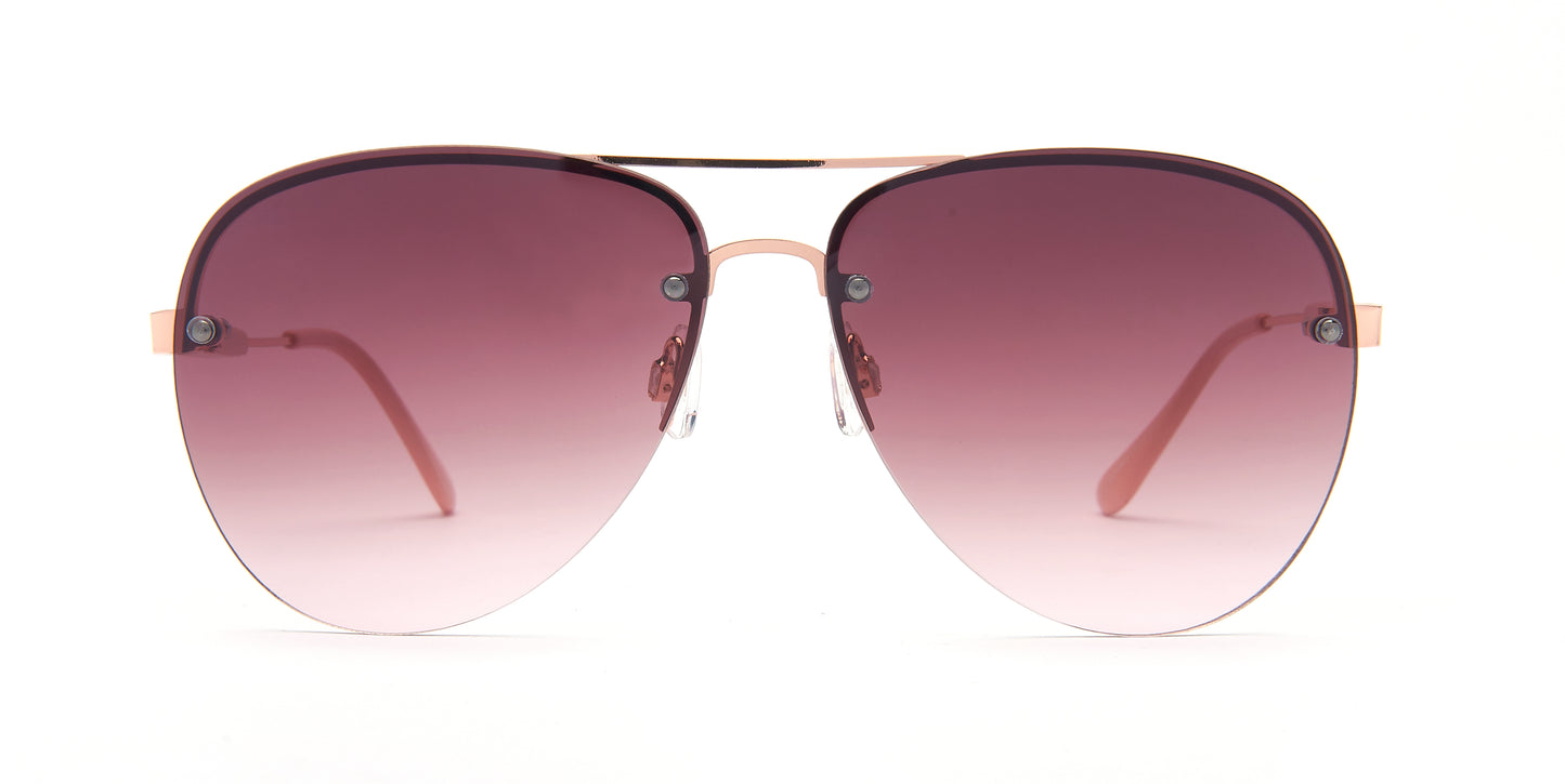 FC 6460 - Rimless Oval Shaped Metal Sunglasses