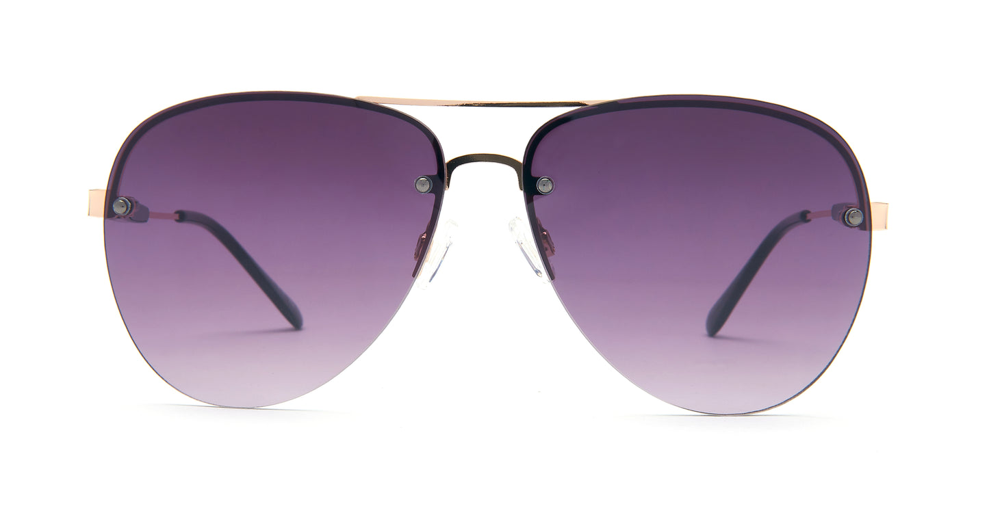 FC 6460 - Rimless Oval Shaped Metal Sunglasses