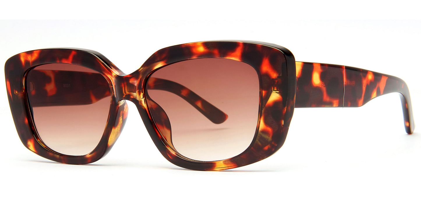 9001 - Rectangular Flat Lens Plastic Sunglasses