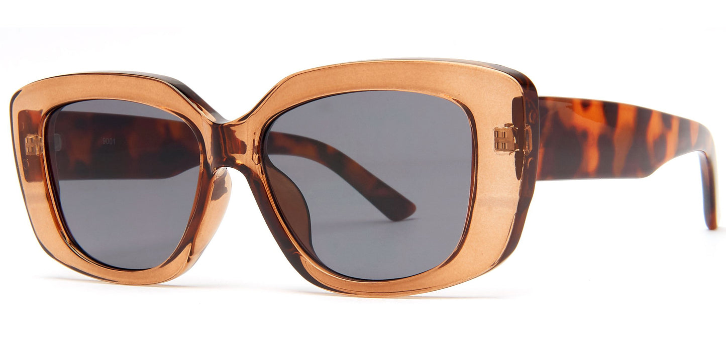 9001 - Rectangular Flat Lens Plastic Sunglasses