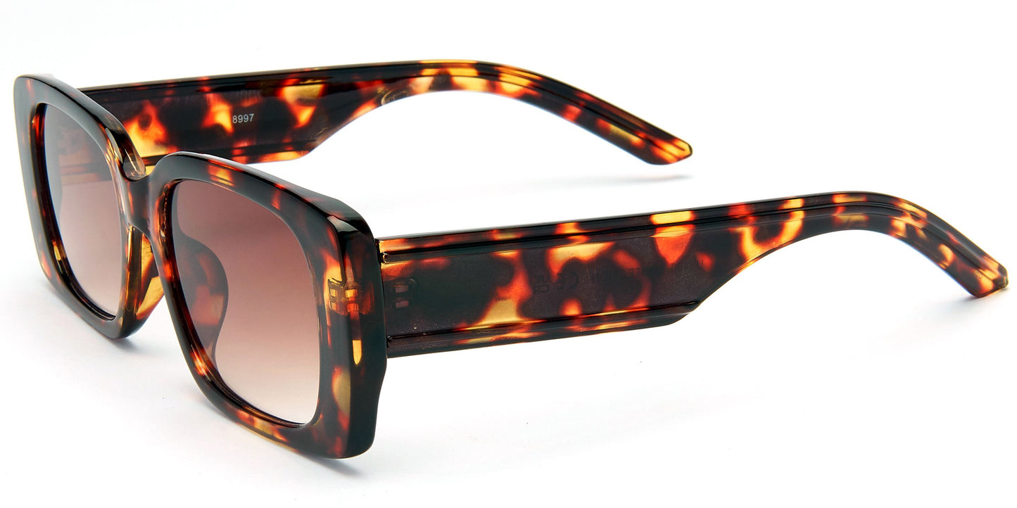 8997 - Plastic Rectangular Sunglasses with Flat Lens