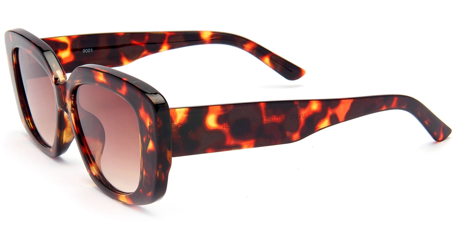9001 - Rectangular Flat Lens Plastic Sunglasses