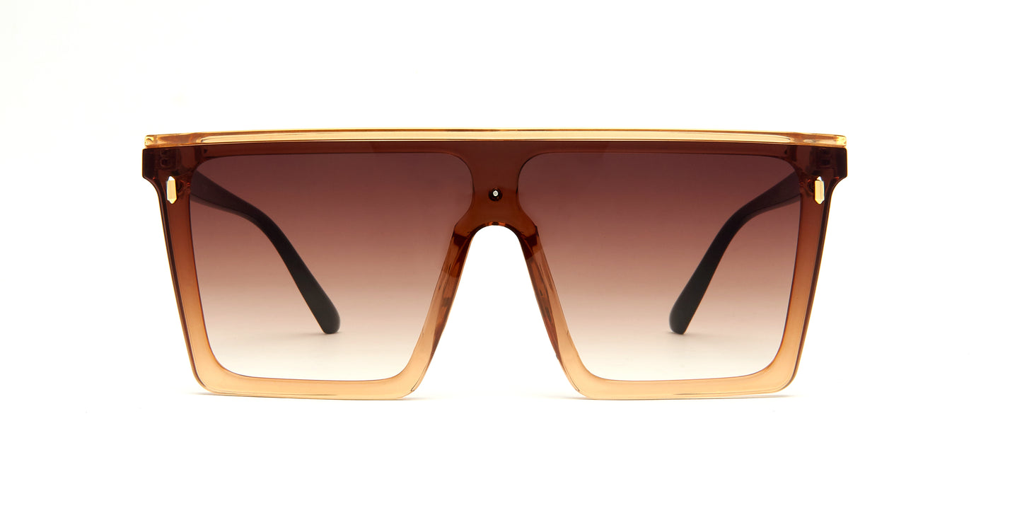 5207 - One Piece Lens Flat Top Plastic Sunglasses