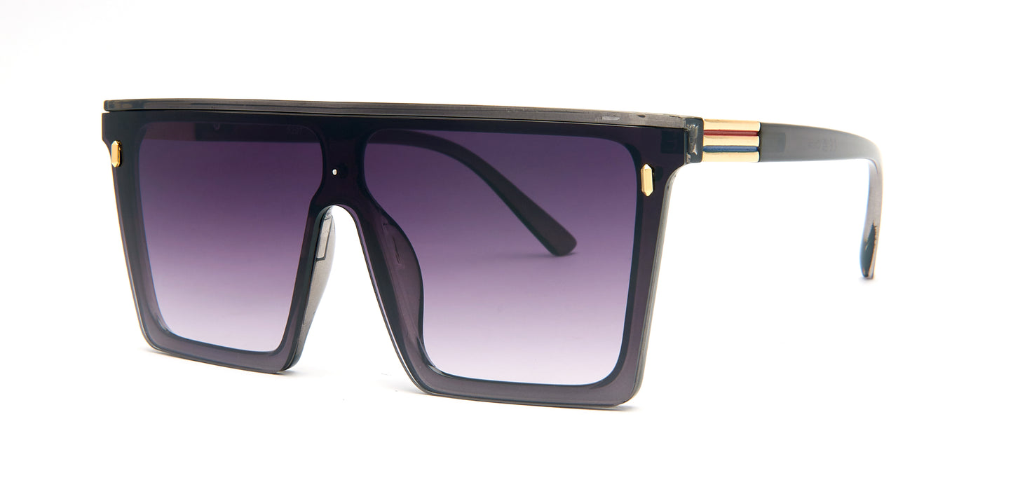 5207 - One Piece Lens Flat Top Plastic Sunglasses