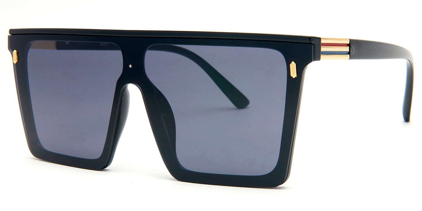 5207 - One Piece Lens Flat Top Plastic Sunglasses