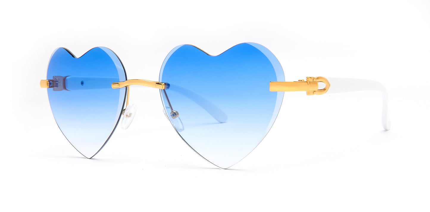 7021 - Metal Rimless Heart Shaped Sunglasses