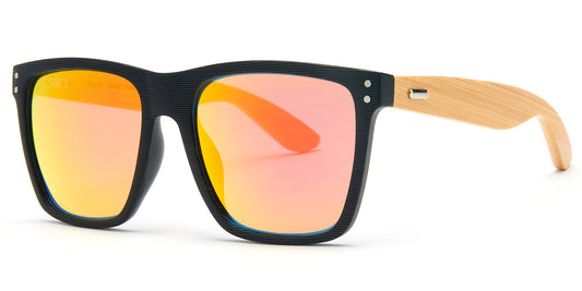 8017 Bamboo - Square Frame Bamboo Sunglasses