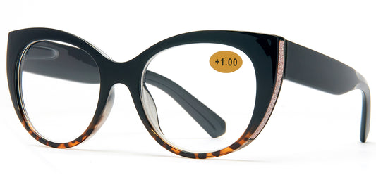 RS 1057 - Large Plastic Cat Eye Reading Glasses with Glitter
