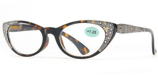 RS 1059 - Plastic Cat Eye Reading Glasses with Rhinestones