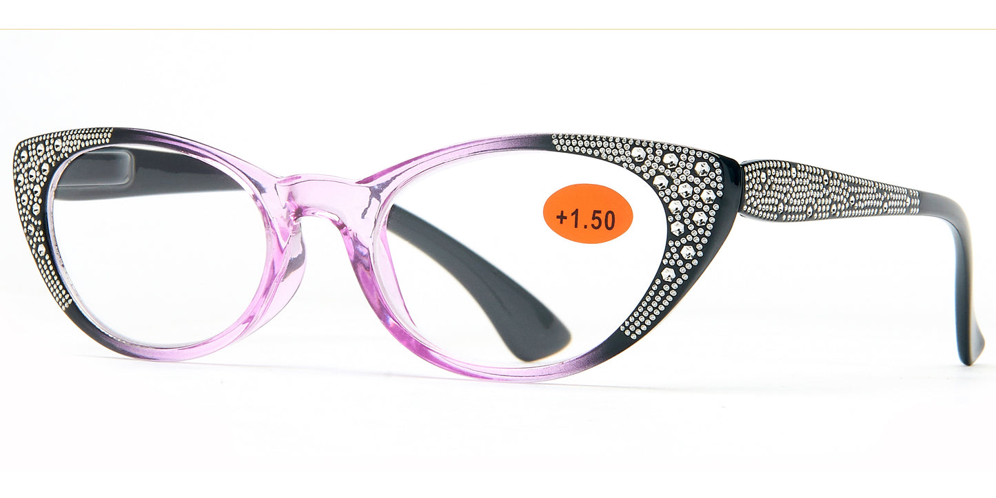 RS 1059 - Plastic Cat Eye Reading Glasses with Rhinestones