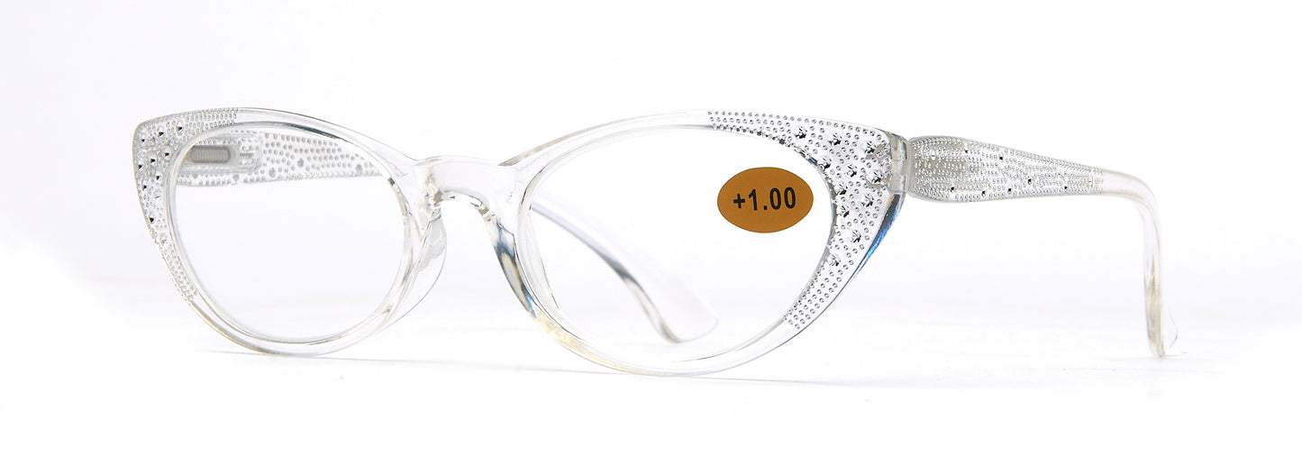 RS 1059 - Plastic Cat Eye Reading Glasses with Rhinestones