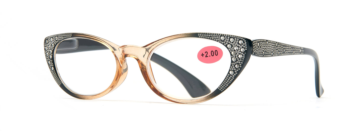 RS 1059 - Plastic Cat Eye Reading Glasses with Rhinestones