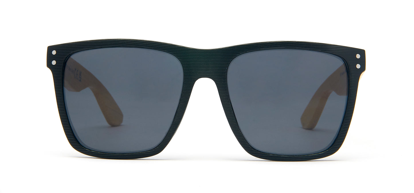 8017 Bamboo - Square Frame Bamboo Sunglasses