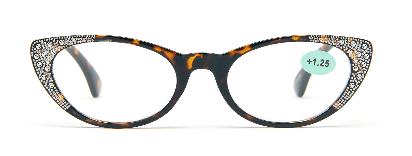 RS 1059 - Plastic Cat Eye Reading Glasses with Rhinestones